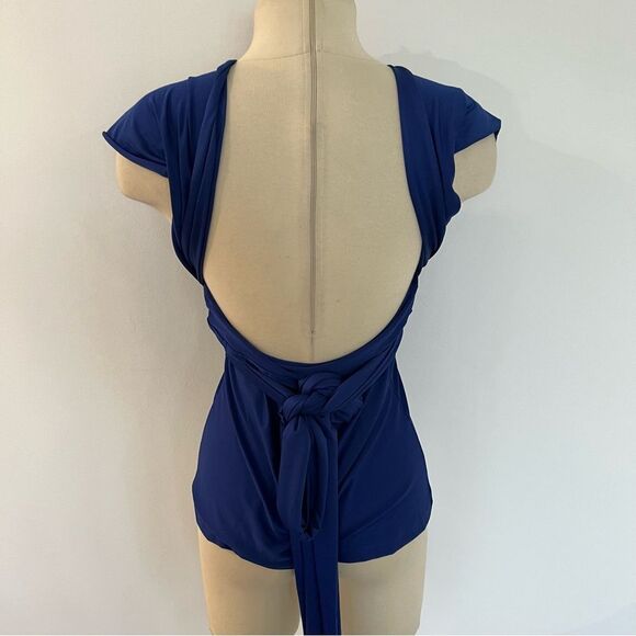 Avon Products Royal Blue Convertible Halter Wrap Blouse Size Medium - Picture 8 of 10